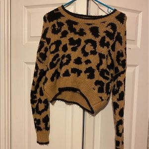 Hollister Crop Cheetah Sweater